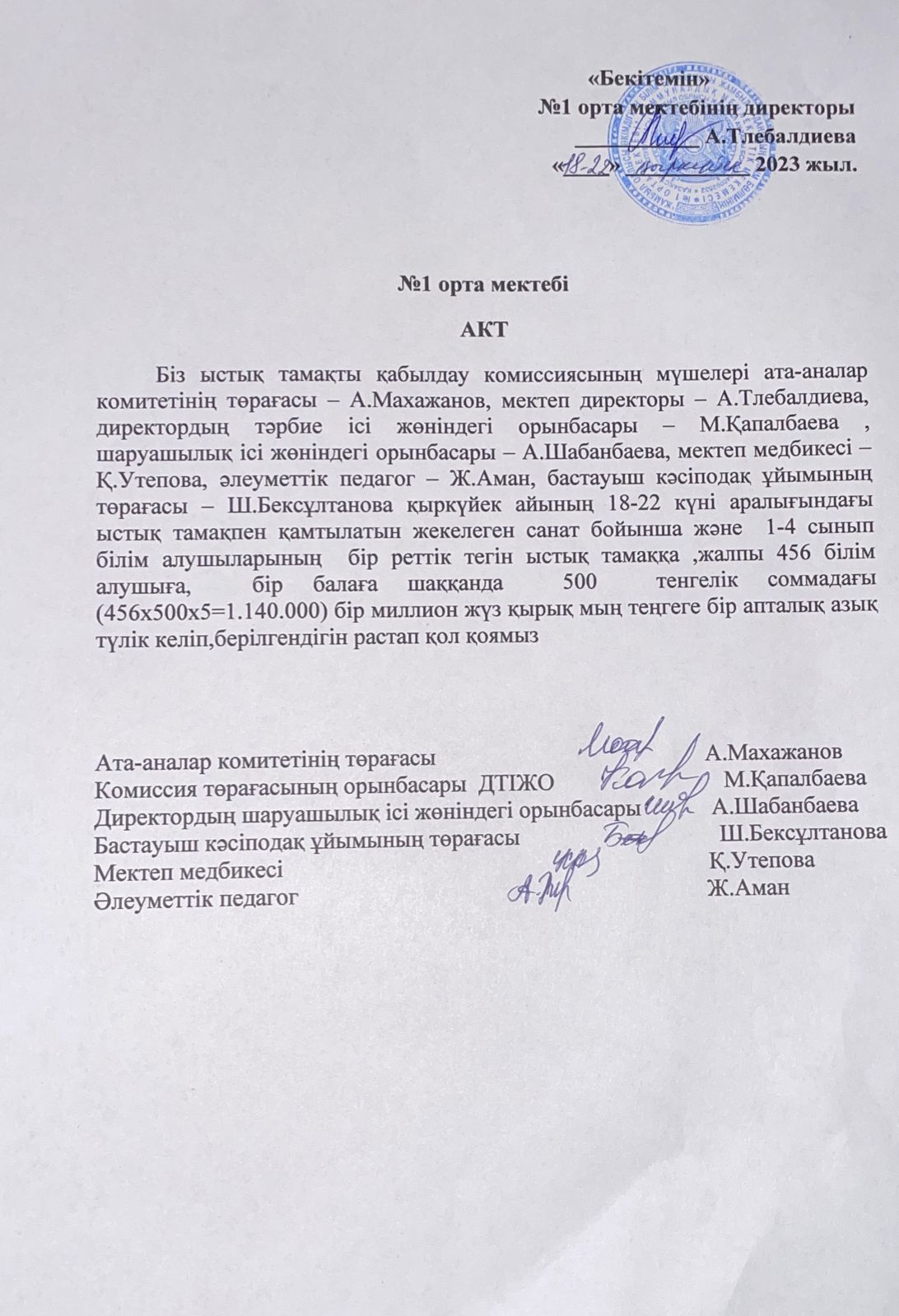 Ыстық тамақ АКТ