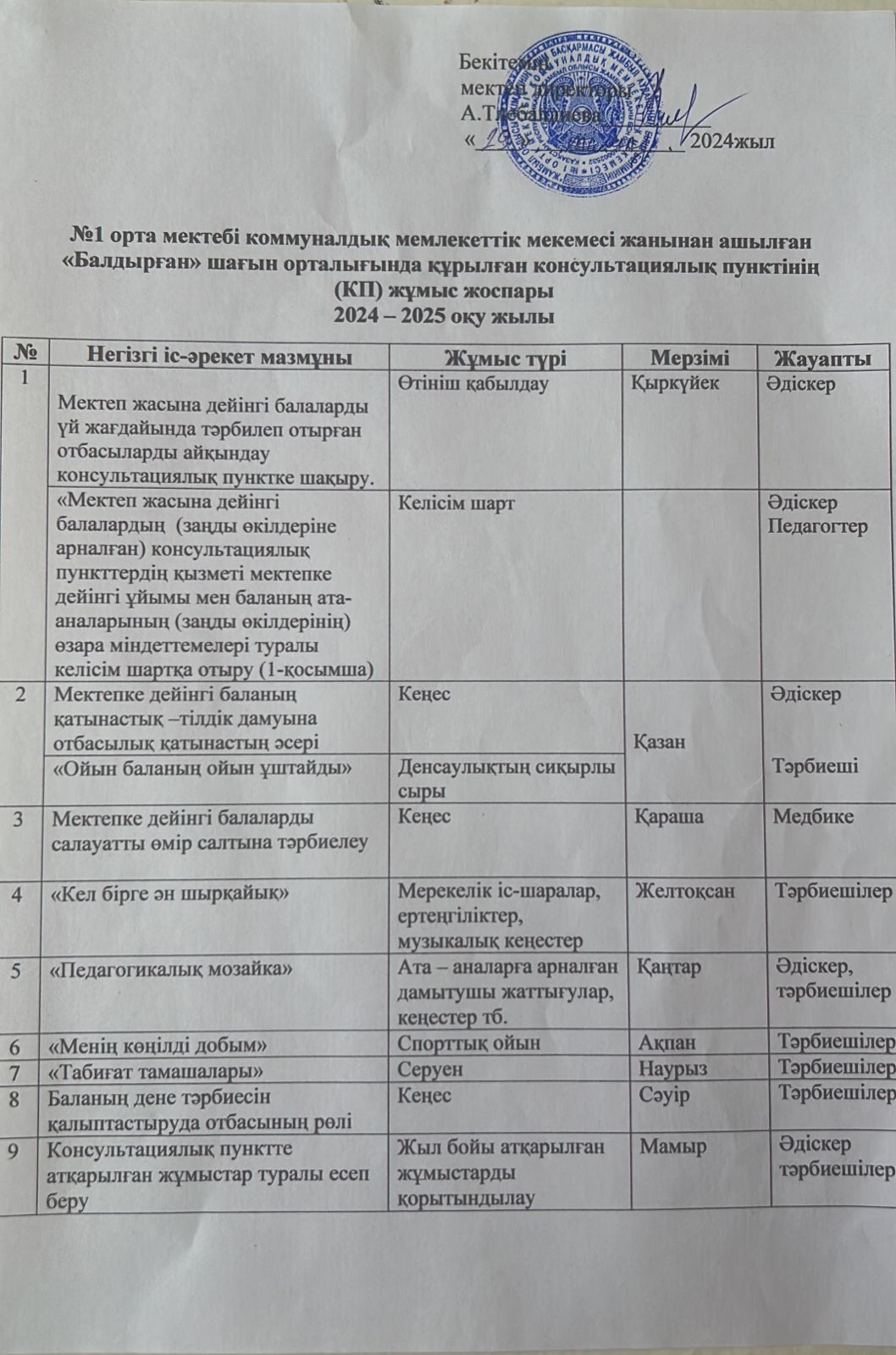Жұмыс жоспары